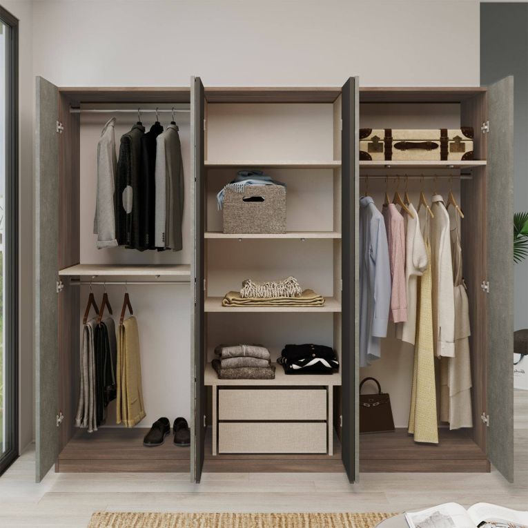 Guardaroba in legno marrone e grigio 207x183h cm - Gaja