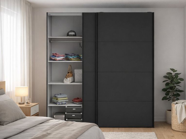 Guardaroba in legno nero 182x220h cm - Paeng