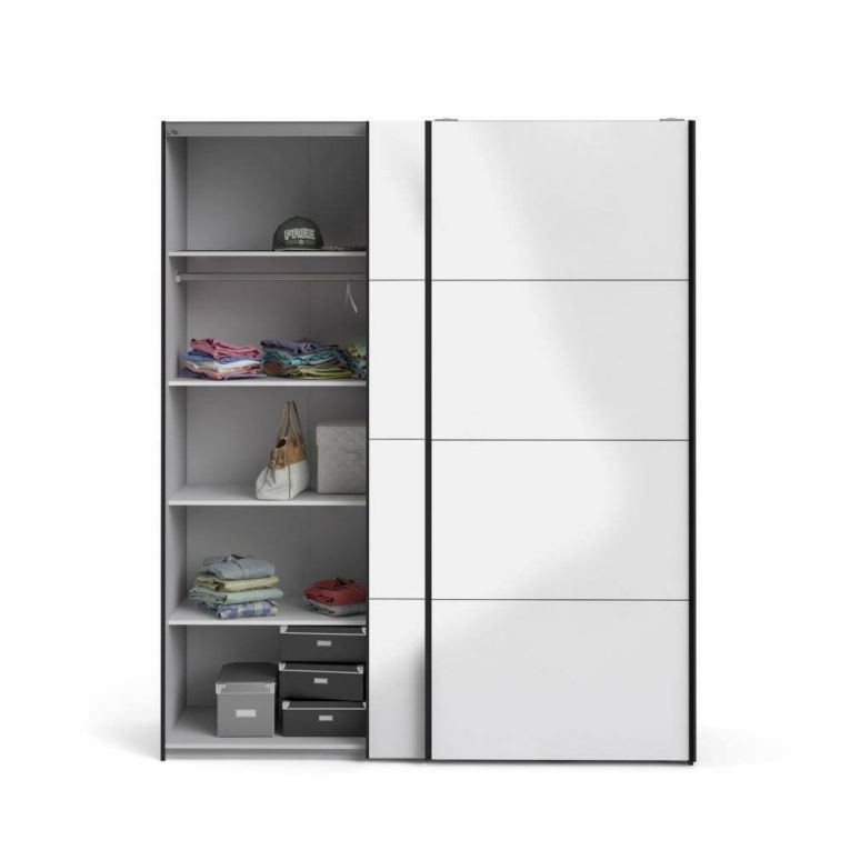 Guardaroba in legno nero e bianco lucido 182x220h cm - Paeng