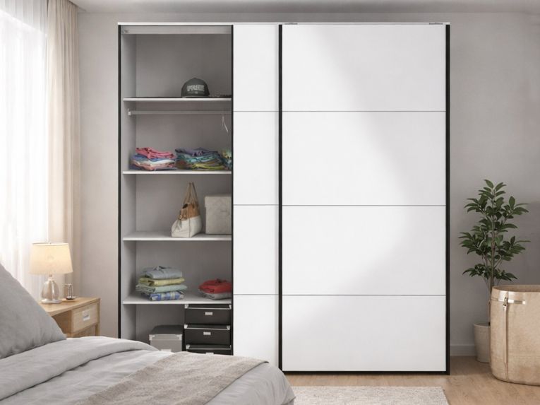 Guardaroba in legno nero e bianco lucido 182x220h cm - Paeng