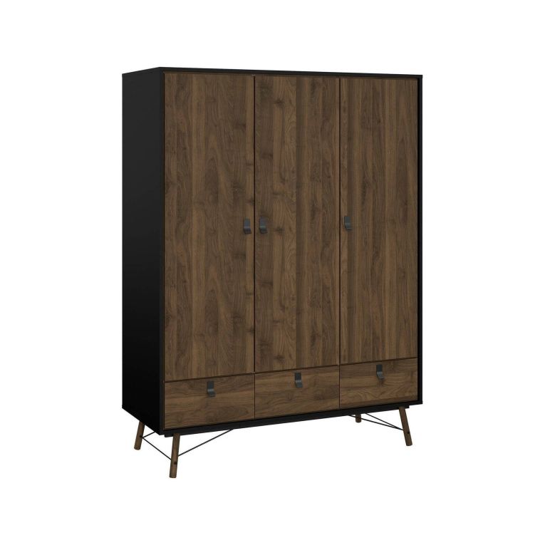 Guardaroba in legno nero e noce 150x200h cm - Virgil