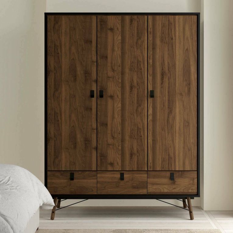 Guardaroba in legno nero e noce 150x200h cm - Virgil