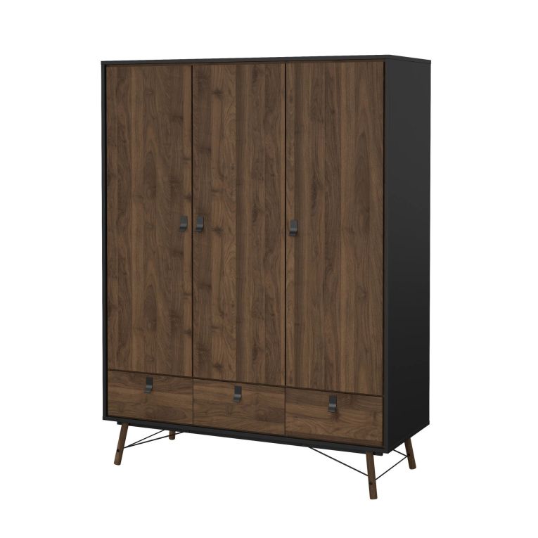 Guardaroba in legno nero e noce 150x200h cm - Virgil