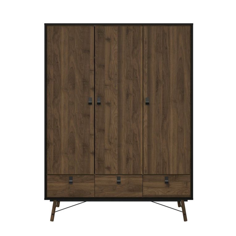 Guardaroba in legno nero e noce 150x200h cm - Virgil