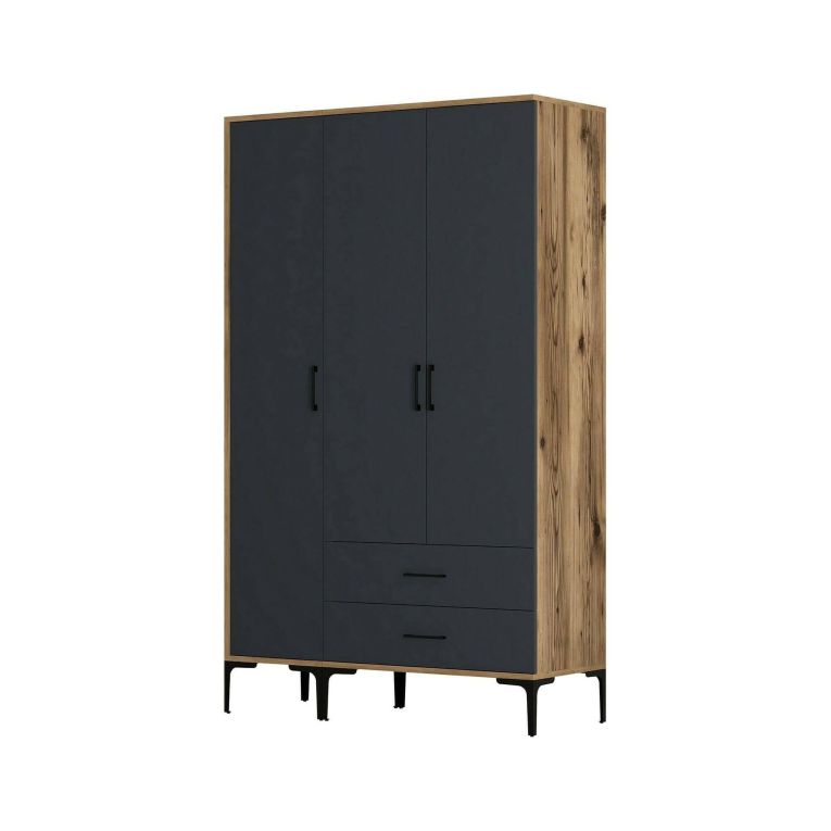 Guardaroba in legno noce e antracite 120x200h cm - Phyan