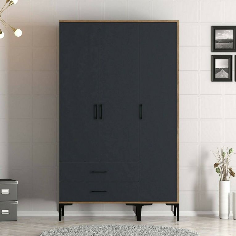 Guardaroba in legno noce e antracite 120x200h cm - Phyan
