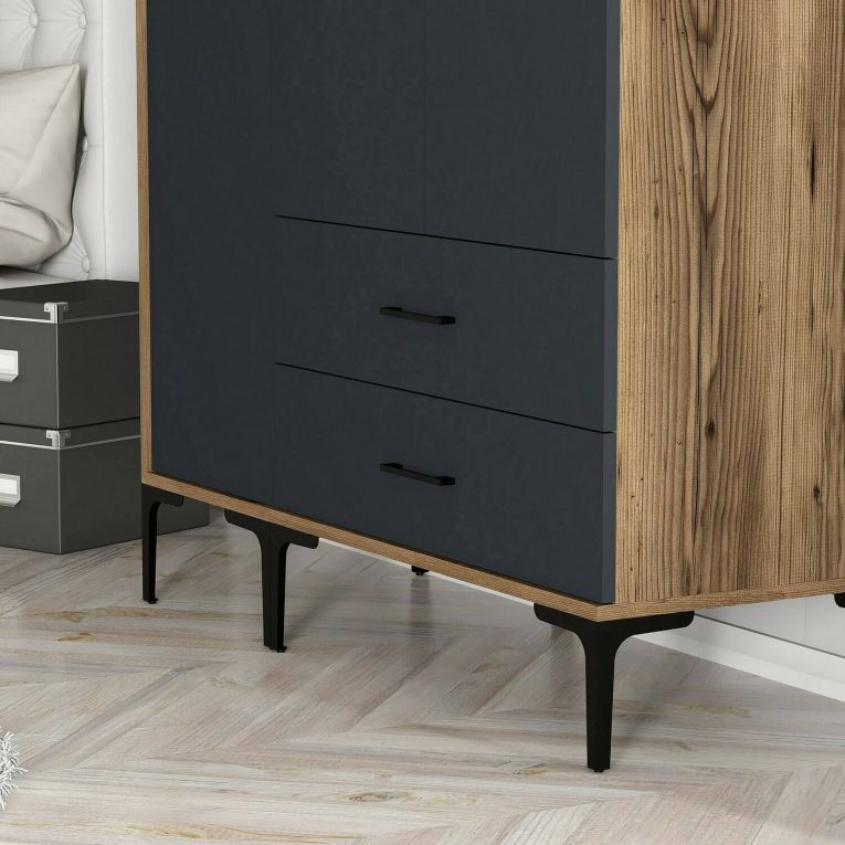 Guardaroba in legno noce e antracite 120x200h cm - Phyan
