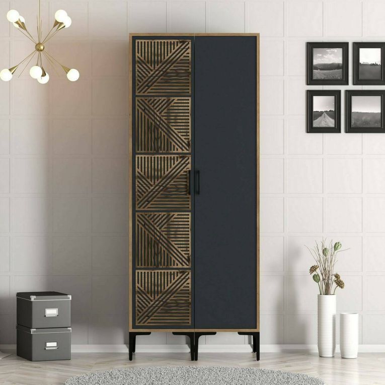 Guardaroba in legno noce e antracite 80x200h cm - Weng