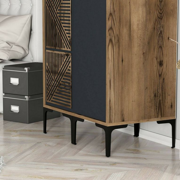 Guardaroba in legno noce e antracite 80x200h cm - Weng