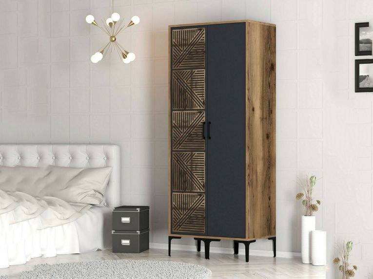 Guardaroba in legno noce e antracite 80x200h cm - Weng