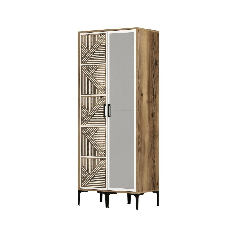 Guardaroba in legno noce e bianco 80x200h cm - Ramallah
