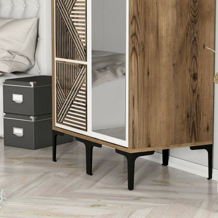 Guardaroba in legno noce e bianco 80x200h cm - Ramallah