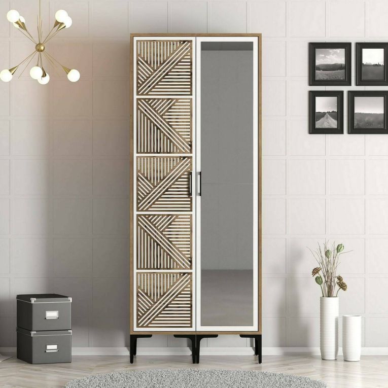 Guardaroba in legno noce e bianco 80x200h cm - Ramallah