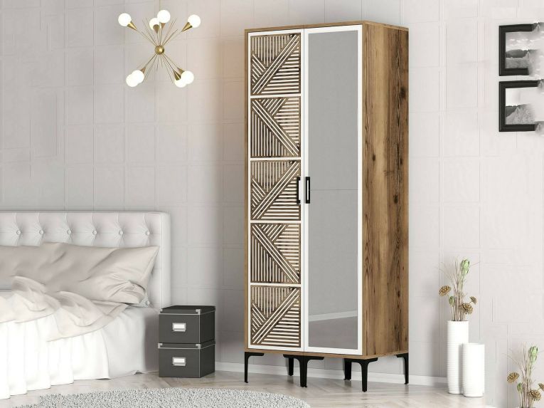 Guardaroba in legno noce e bianco 80x200h cm - Ramallah