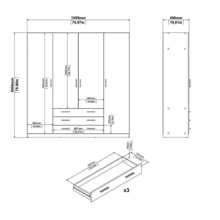 Guardaroba in legno rovere 195x200h cm - Epipola