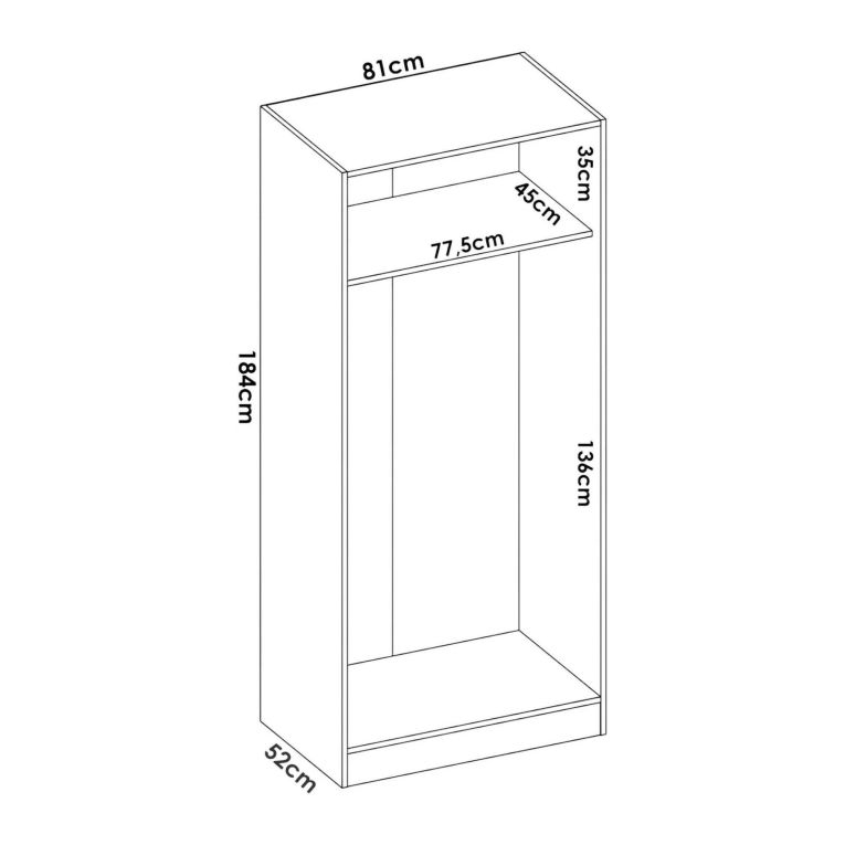 Guardaroba in legno rovere 81x184h cm - Artu