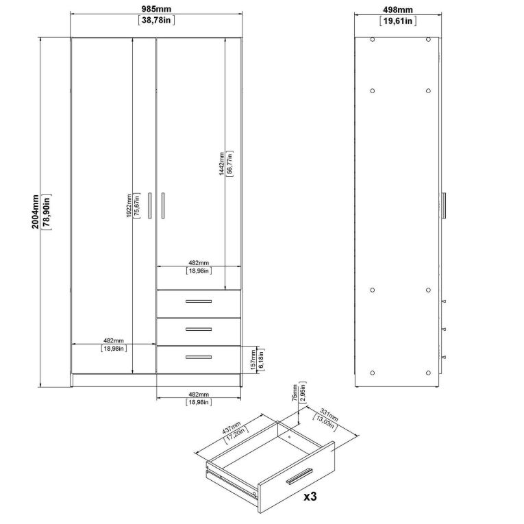 Guardaroba in legno rovere 98x200h cm - Sultani