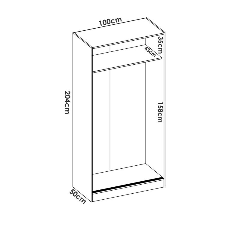 Guardaroba Kilimangiaro, Mobile appendiabiti per camera da letto, Armadio con 2 ante scorrevoli, 100x50h204 cm, Rovere