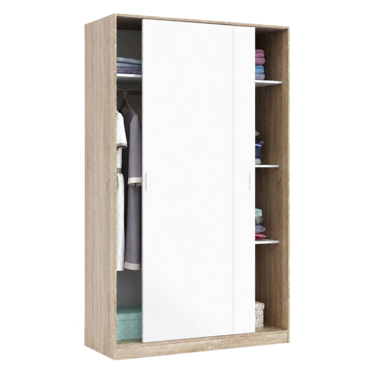 Guardaroba moderno rovere e bianco 120x200h cm - Adrenalin