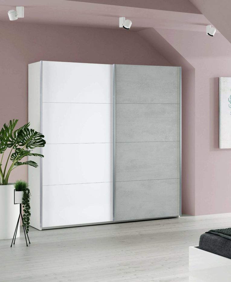 Guardaroba salvaspazio bianco e cemento 150x200h cm - Opi