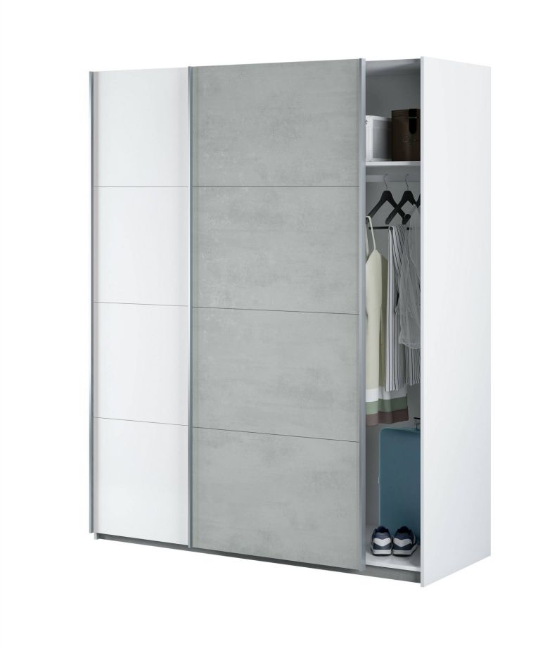 Guardaroba salvaspazio bianco e cemento 150x200h cm - Opi