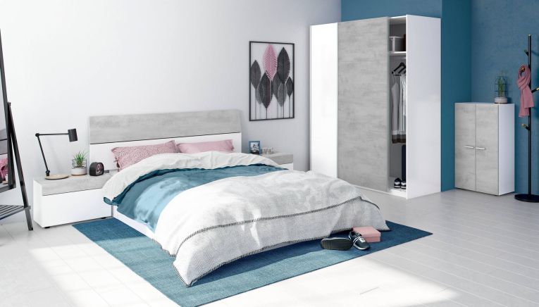 Guardaroba salvaspazio bianco e cemento 150x200h cm - Opi