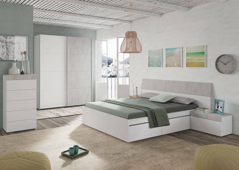 Guardaroba salvaspazio bianco e cemento 150x200h cm - Opi
