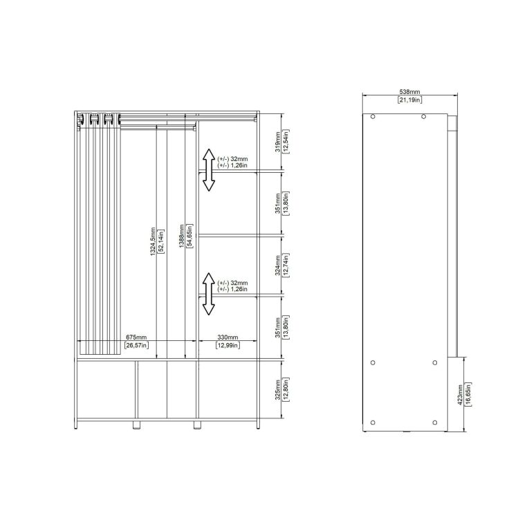 Guardaroba salvaspazio bianco e grigio 105x180h cm - Jal