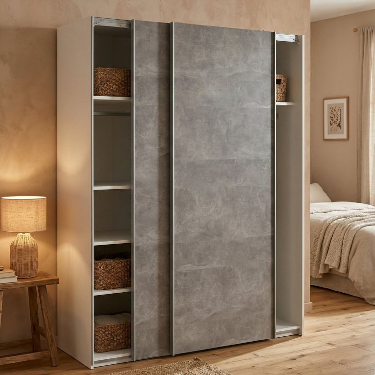 Guardaroba salvaspazio bianco e grigio 150x200h cm - Maurice