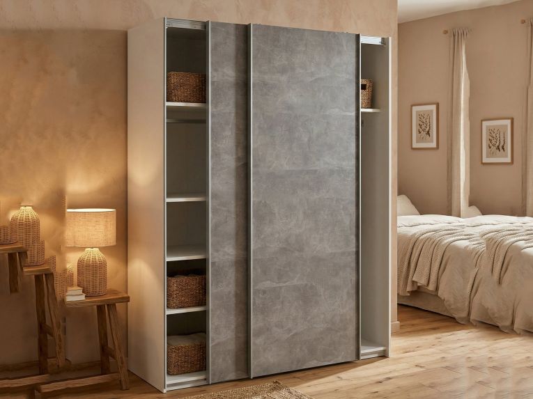 Guardaroba salvaspazio bianco e grigio 150x200h cm - Maurice