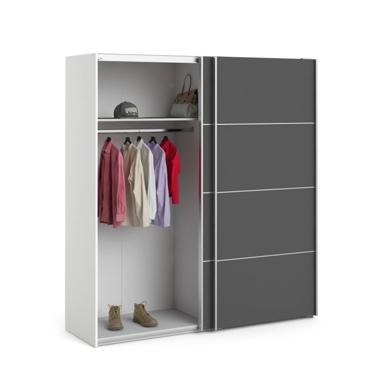 Guardaroba salvaspazio bianco e grigio 182x201h cm - Attilio