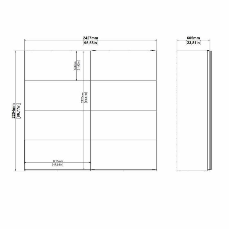 Guardaroba salvaspazio bianco e nero 242x220h cm - Kauri