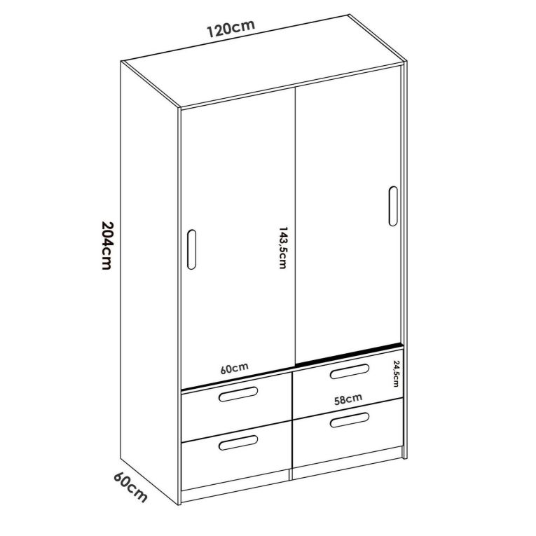 Guardaroba salvaspazio bianco e rovere 120x204h cm - Kirogi