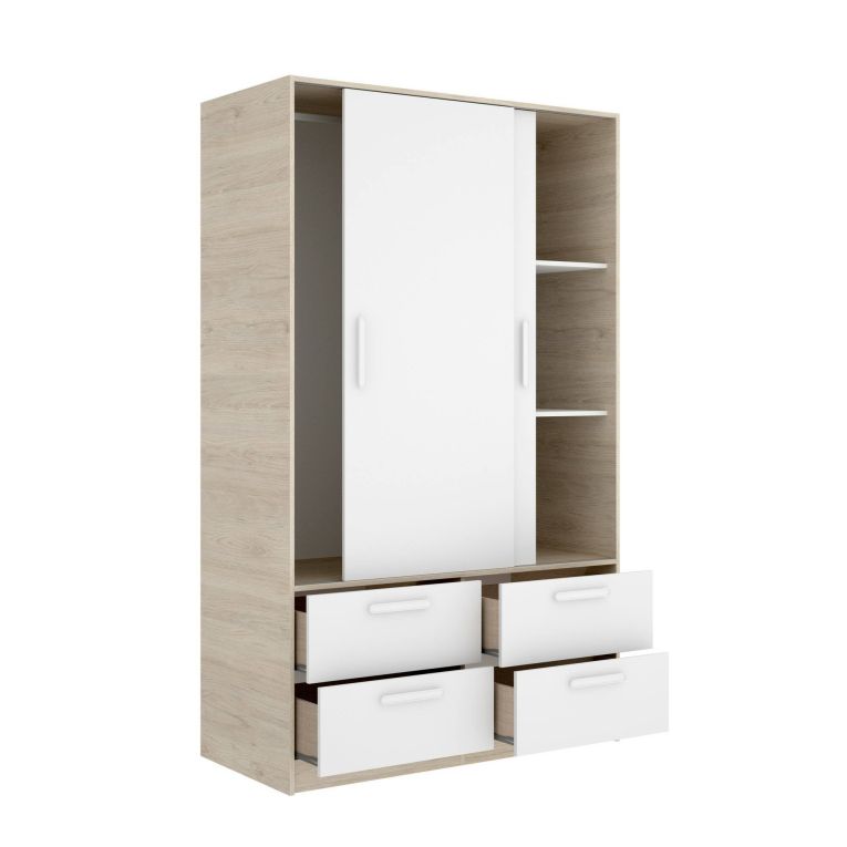 Guardaroba salvaspazio bianco e rovere 120x204h cm - Kirogi