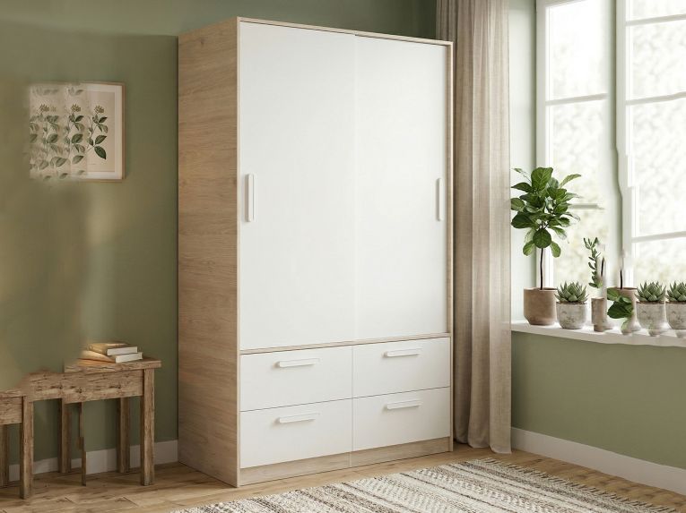 Guardaroba salvaspazio bianco e rovere 120x204h cm - Kirogi