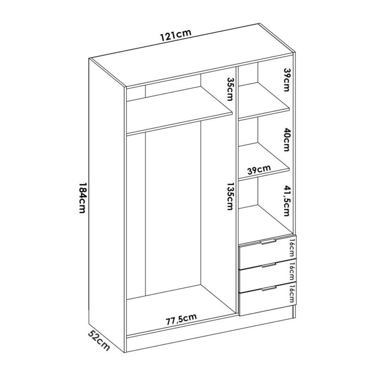 Guardaroba salvaspazio bianco e rovere 121x184h cm - Astru