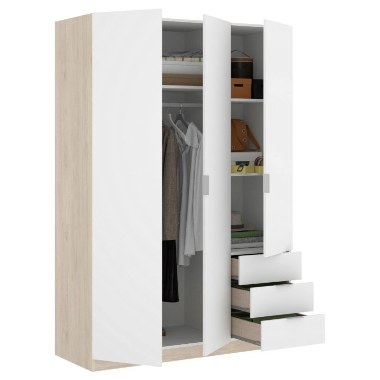 Guardaroba salvaspazio bianco e rovere 121x184h cm - Astru