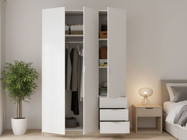 Guardaroba salvaspazio bianco e rovere 121x184h cm - Astru