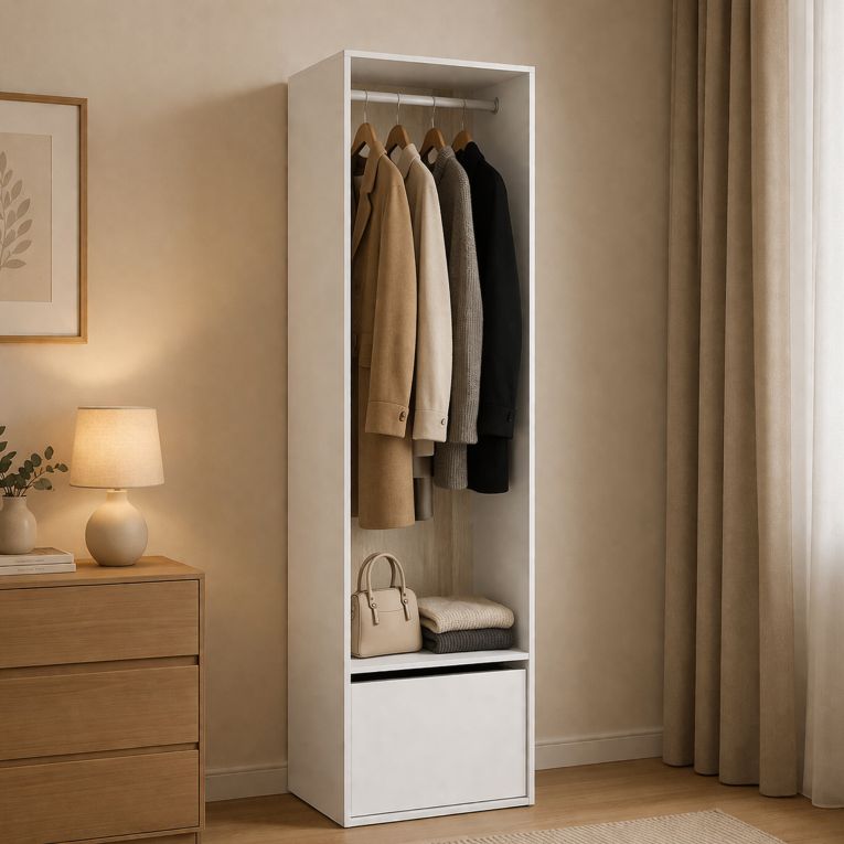 Guardaroba salvaspazio bianco e rovere 60x205h cm - Islamabad