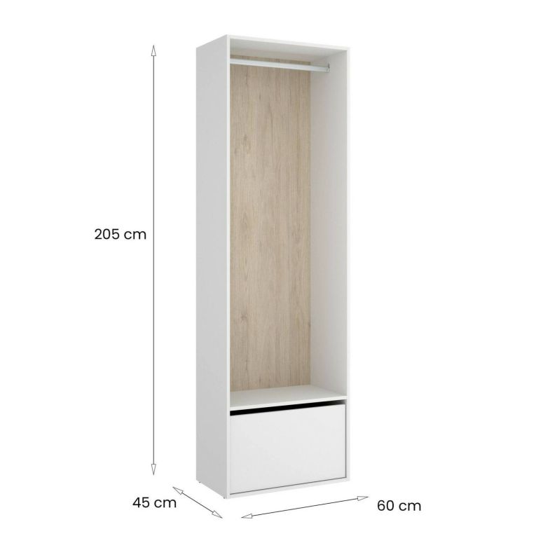Guardaroba salvaspazio bianco e rovere 60x205h cm - Islamabad
