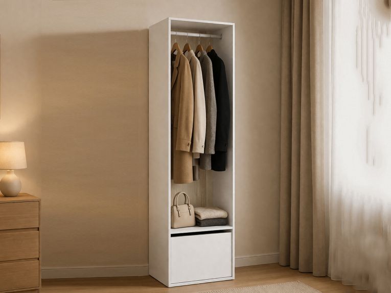 Guardaroba salvaspazio bianco e rovere 60x205h cm - Islamabad