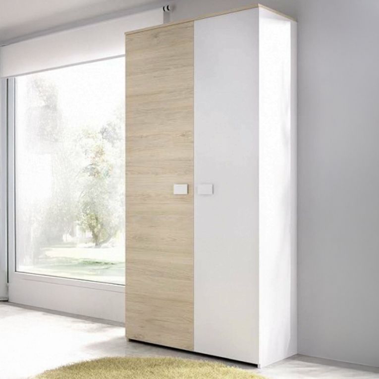 Guardaroba salvaspazio bianco e rovere 90x202h cm - Firmin