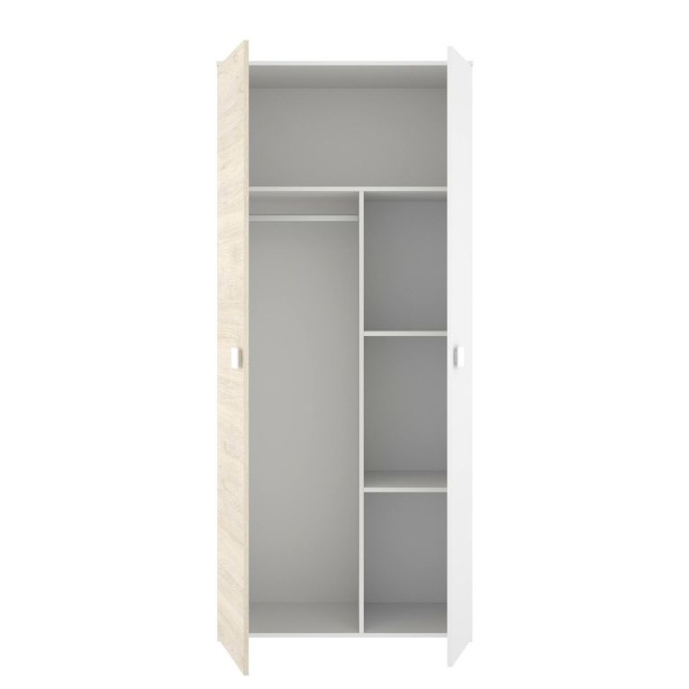 Guardaroba salvaspazio bianco e rovere 90x202h cm - Firmin