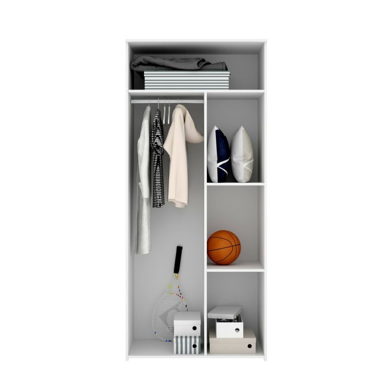 Guardaroba salvaspazio bianco e rovere 90x202h cm - Firmin