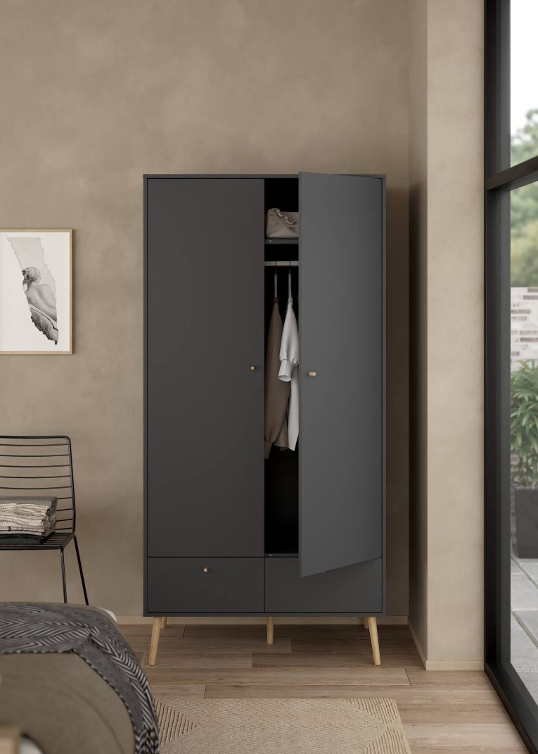 Guardaroba salvaspazio grigio 98x200h cm - Kahina