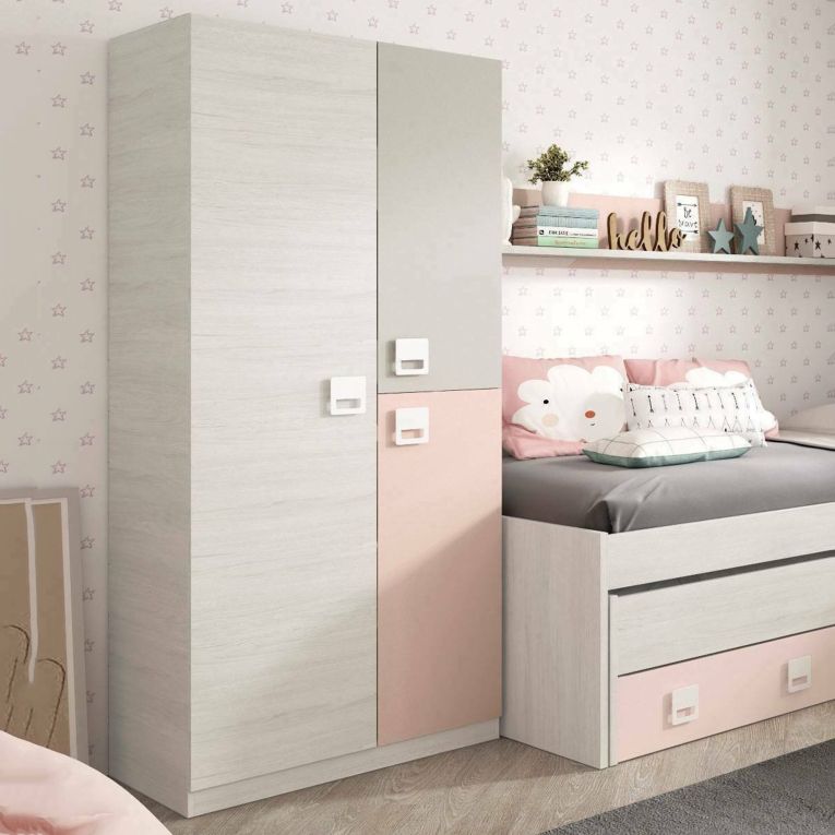Guardaroba salvaspazio grigio e rosa 90x200h cm - Aronia