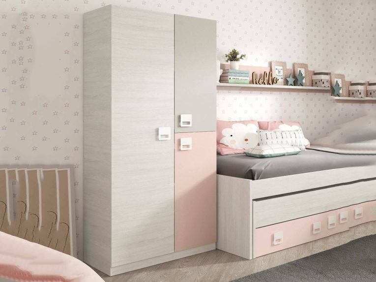 Guardaroba salvaspazio grigio e rosa 90x200h cm - Aronia