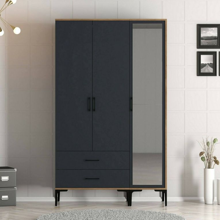 Guardaroba salvaspazio noce e antracite 120x200h cm - Petroleuse