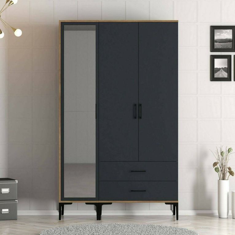 Guardaroba salvaspazio noce e antracite 120x200h cm - Petroleuse