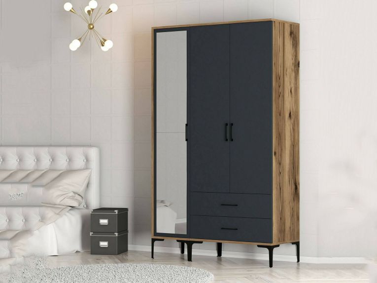 Guardaroba salvaspazio noce e antracite 120x200h cm - Petroleuse